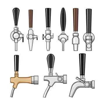 Beer tap set cartoon vector illustration Stock Illustration