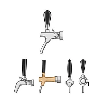 Beer tap set with various dispenser designs Stock Illustration