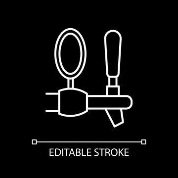 Beer tap white linear icon for dark theme Stock Illustration