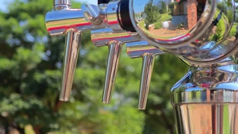 The beer taps for pouring beer. Stock Footage 306760465