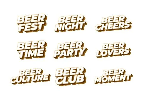 Beer themed text label set on white background Stock Illustration