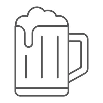 Beer thin line icon, drink and alcohol, lager sign Stock Illustration