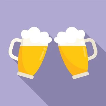 Beer toast icon flat vector. Drink glass Stock Illustration