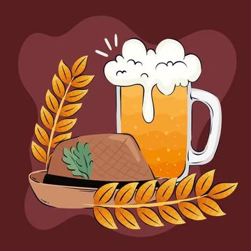 Beer with tyrolean hat Illustrazione stock