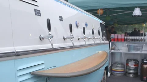 Beer van at event Stock Footage 247331252