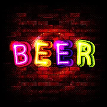 Beer. Vector glowing neon sign Stock Illustration