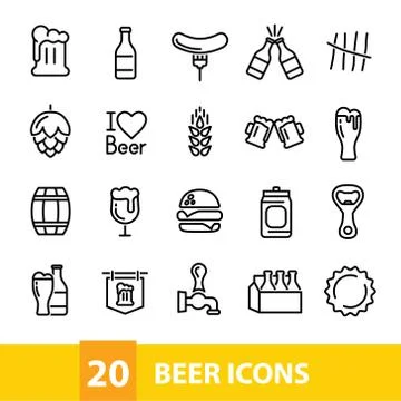Beer vector icons collection Stock Illustration