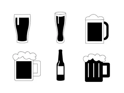 Beer vector icons set Stock Illustration