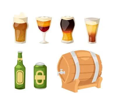 Beer vector icons set Stock Illustration