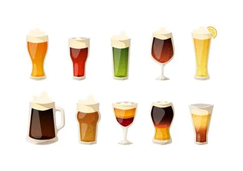 Beer vector icons set Stock Illustration