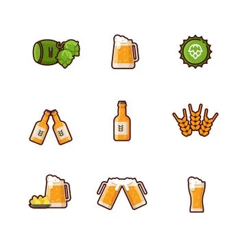 Beer vector line icons isolated on white background イラスト素材
