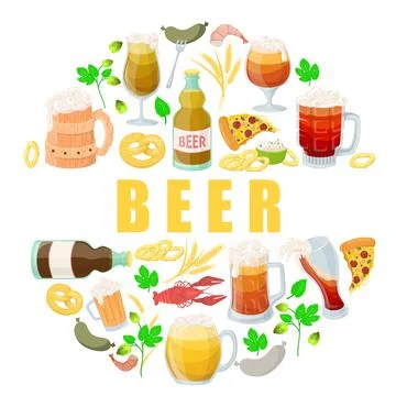 Beer vector poster pub alcohol drink illustration Stock Illustration