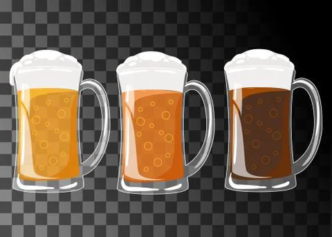 Beer vector set glasses different types. Stock Illustration