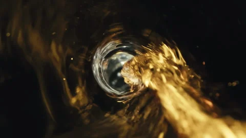 Beer vortex flowing through the bottle seen from the Inside in slow motion Stock Footage 309878918