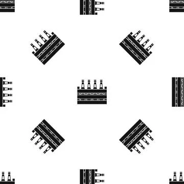 Beer wooden box pattern seamless black Stock Illustration
