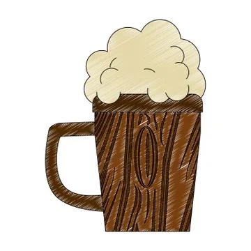 Beer wooden cup scribble Stock Illustration