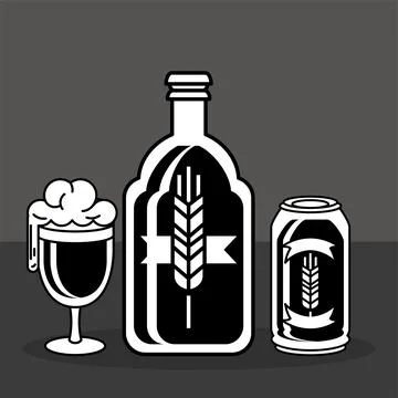 Beers bottles of drink Stock Illustration