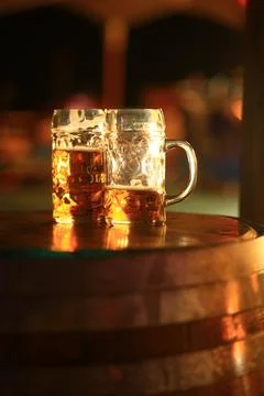 Beers on cask Stock Photos