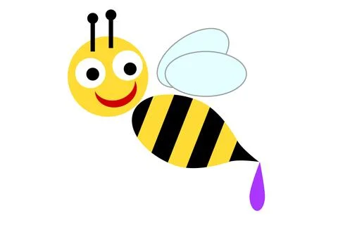 The bee's butt stinger emits venom. Vectors. Stock Illustration