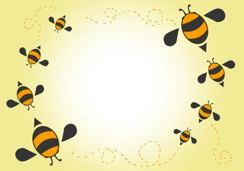 Bees cartoon background Illustrazione stock