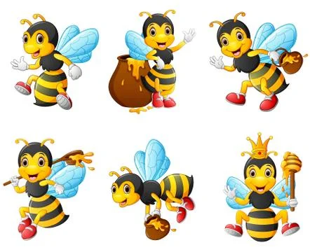 Bees character set collection Stock Illustration