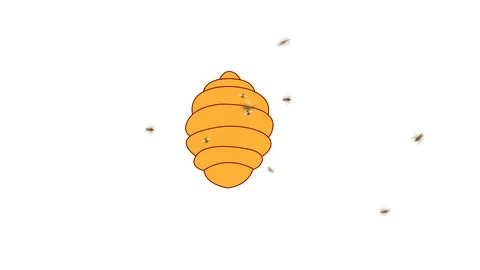 Bees Flying Around Beehive in Alpha Channel Stock Footage 86013816