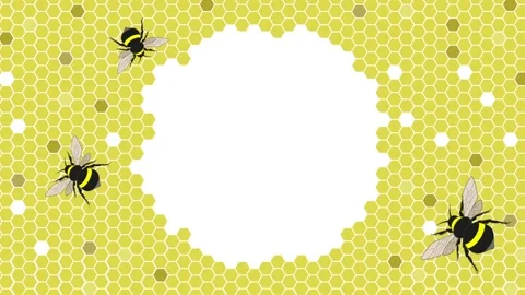 Bees flying over the honeycomb frame Stockbeeldmateriaal 146970325