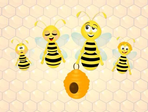 Bees in the hive Stock Illustration