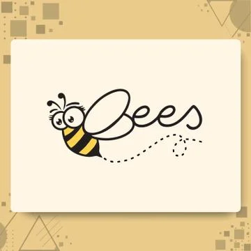 Bees logo. Cute Bee design vector for kids Illustrazione stock