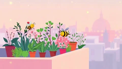 Bees nature scene animation Stock Footage 307004339