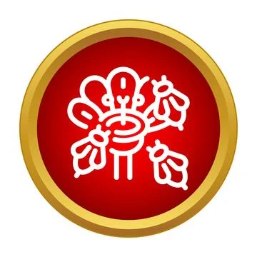 Bees pollinating a flower icon in red circle Ilustração Stock
