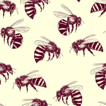Bees seamless pattern Stock Illustration