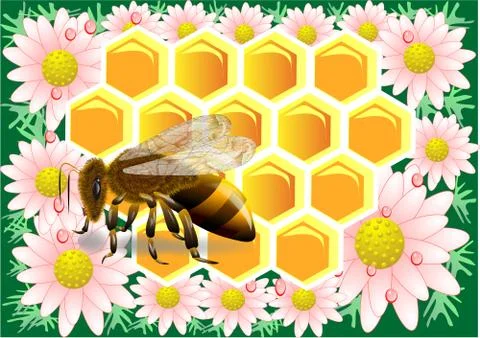 Beeswax with bee Stock Illustration