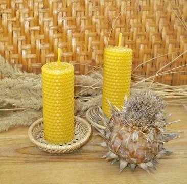 Beeswax candles Stock Photos