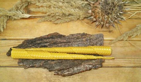 Beeswax candles Stock Photos