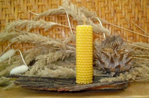 Beeswax candles Foto stock