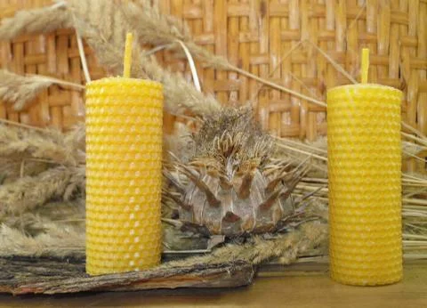 Beeswax candles Stock Photos