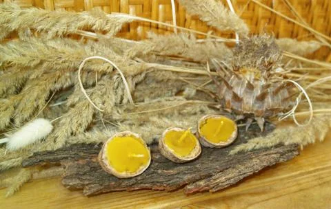 Beeswax candles Foto stock
