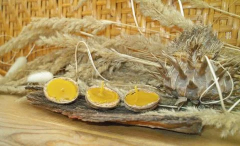 Beeswax candles Stock Photos