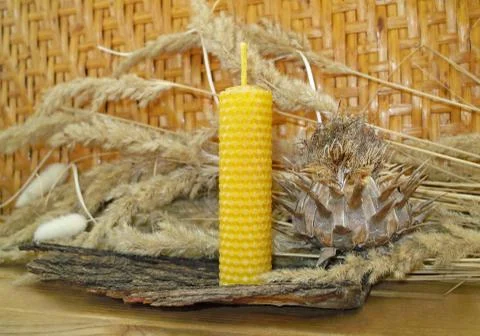 Beeswax candles Foto stock