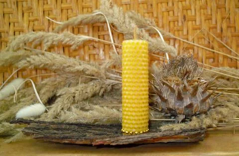 Beeswax candles Foto stock