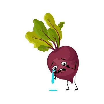 Beet character with crying and tears emotion Illustrazione stock