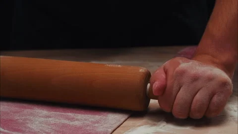 Beet Dough Kneading Rolling Pin Stock Footage 254941493