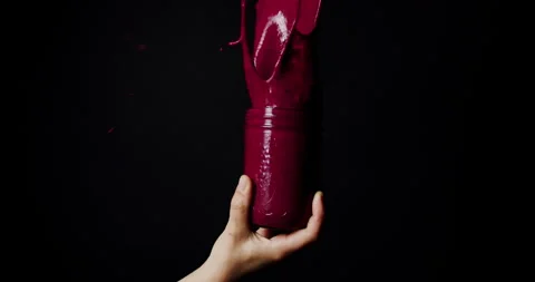 Beet drops into a smoothie and makes a splash Stock Footage 247784899