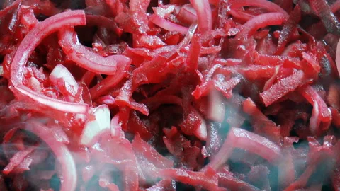Beet fried with onions Stock Footage 94118394