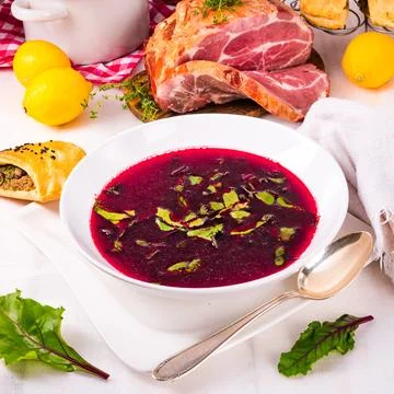 Beet green soup Stock Photos
