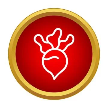 Beet icon in red circle with gold outline Stock Illustration