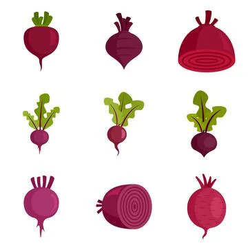 Beet icons set flat vector isolated Illustrazione stock