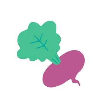 Beet isolated on white background. Flat cartoon vector illustration. Stock Illustration