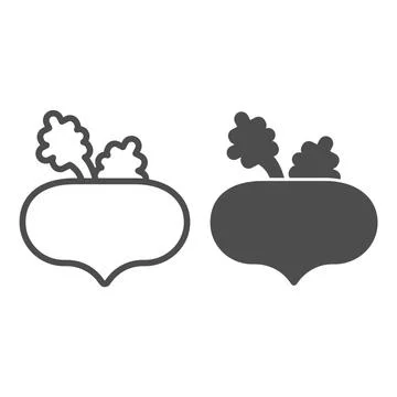 Beet line and solid icon, farm garden concept, Beet root sign on white Stock Illustration